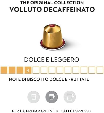 Original NESPRESSO Capsule – Decaffeinato Volluto 100 Capsule dicaffeinato Nespresso, Intensità 4 su 13, Linea Originale