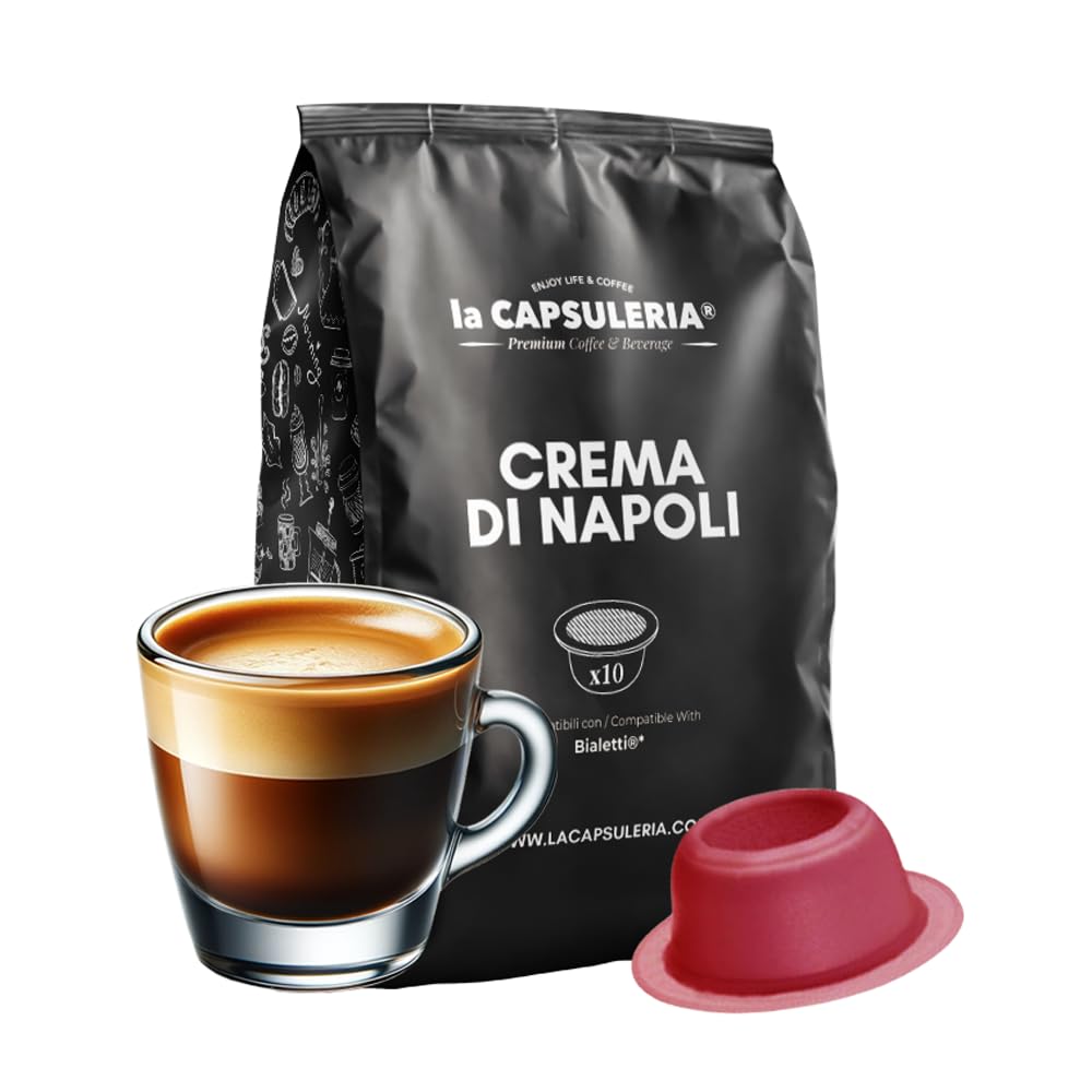Caffè CREMA DI NAPOLI Bialetti compatibile, saporito e abbondante schiuma, adulti, colazioneOverflowi Aroma Saver 10 cap