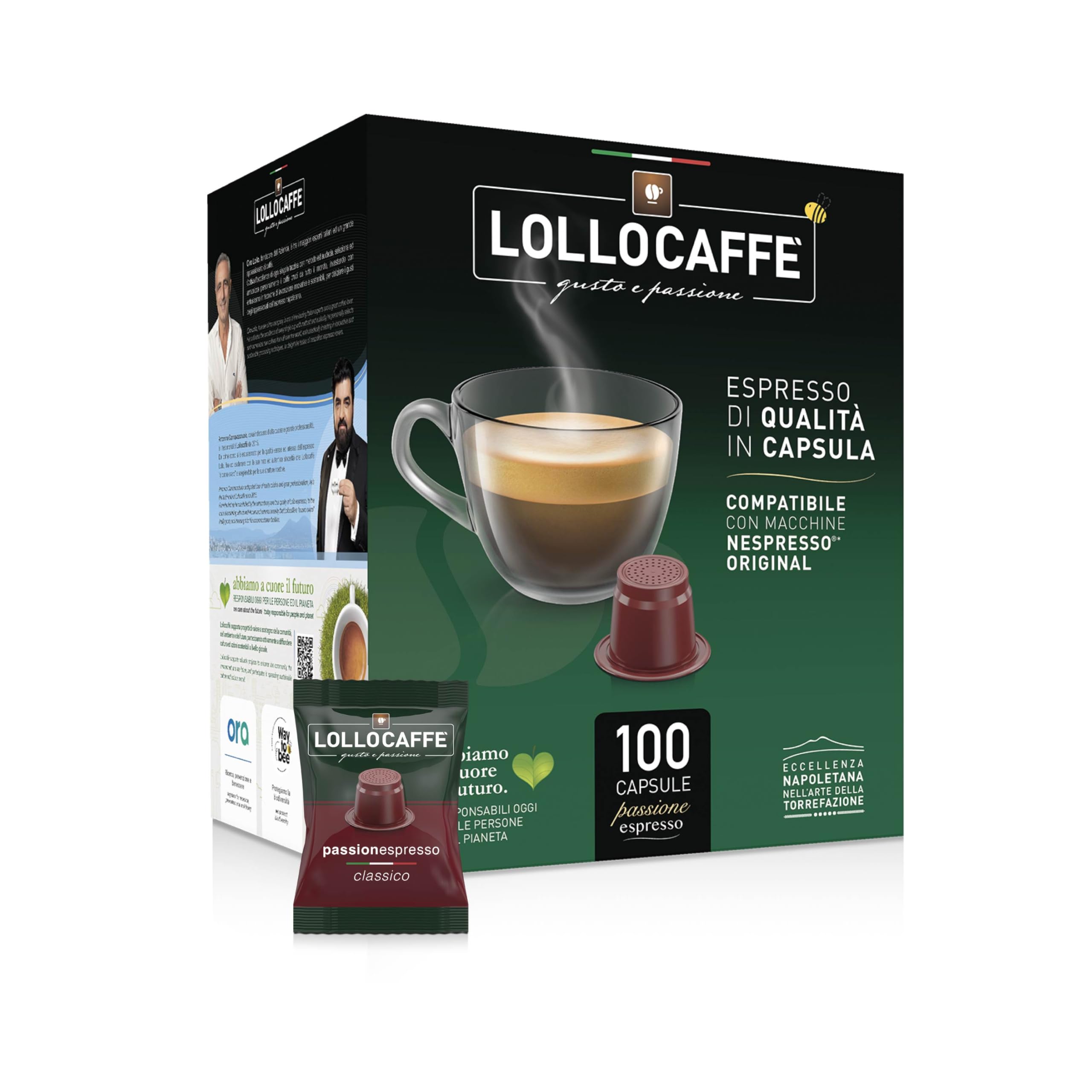  Lollo Caffè Passionespresso Classic Blend Per Macchine Nespresso 100 Capsule
| Lollo Caffè Passionespresso Classic Blen