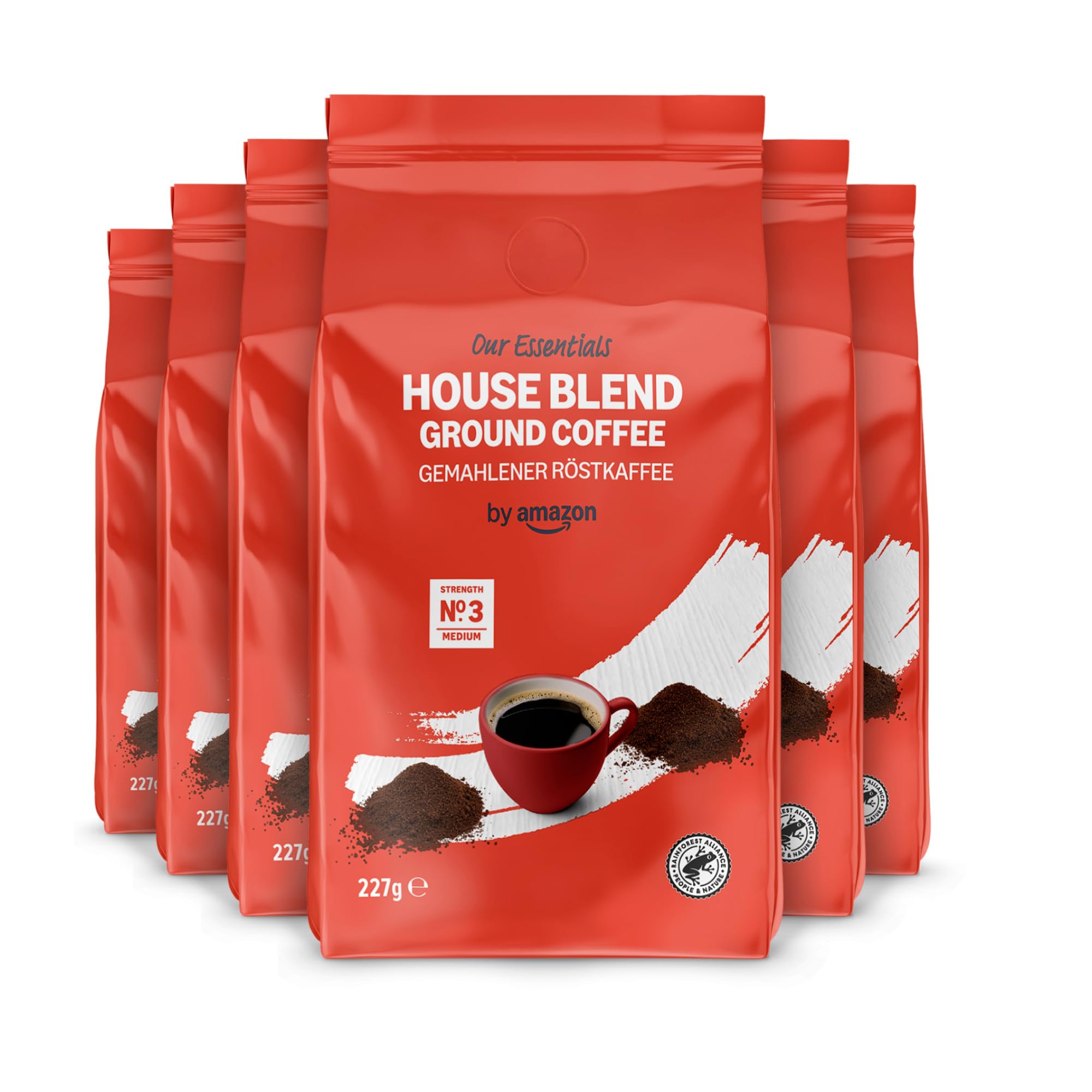 Amazon Ground Coffee, Medium Roast - Rainforest Alliance Certificata per Uomini e Donne per Colazione e Pranzo 500g (6 P