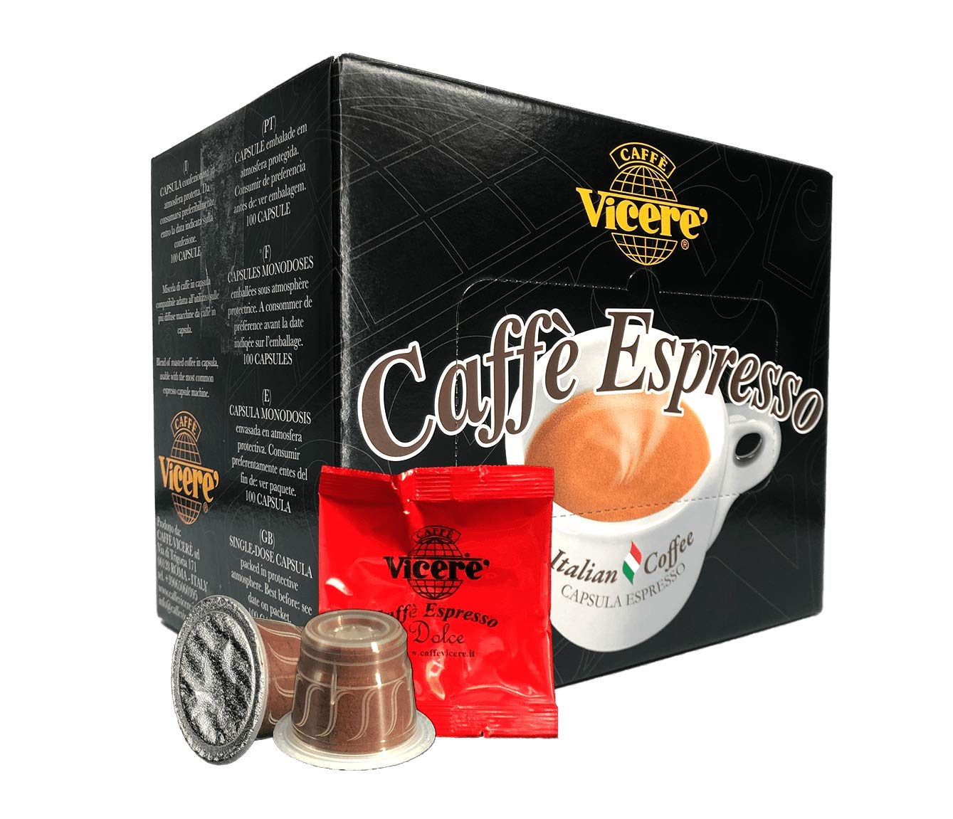  Caffè Vicerè Dolce Blend Compatible con Nespresso 100 Capsule
| Caffè Vicerè Dolce Blend per Macchina Automatica 100 Ca
